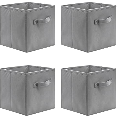 4 Caja de Almacenaje Plegable, 26 x 26 x 28 cm Cubos de Almacenamiento de Tela no Tejida, Cajas organizadoras para organizar Ropa, Juguetes y Sábanas en Armarios