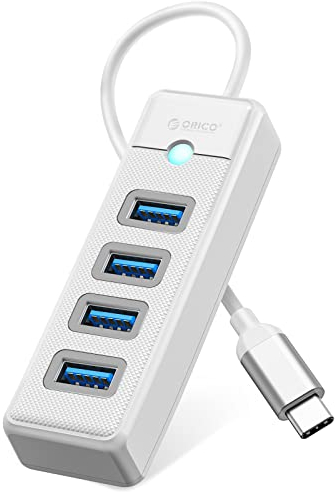Hub USB C, Adattatore ORICO 4 Porte USB 3.0, con 4 Porte USB A per Laptop, Telefoni Cellulari, Tablet con Cavo da 0,15 m, Hub USB 3.0 Compatibile con Mac OS 10.X e Superiori, Linux, Android