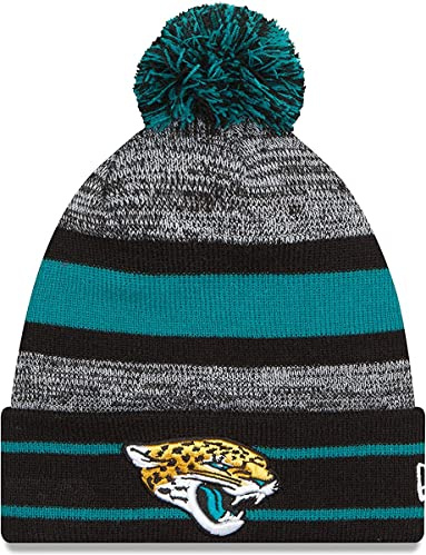 New Era Unisex-Adult NFL Official Sport Knit Classic Cuffed Knit Pom Beanie Hat, Jacksonville Jaguars, One Size