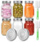 JTOOYS Mason Jars with Lids, 6Pcs 500ml Overnight Oats Airtight Glass Preserving Wide Mouth Pickling Food Storage 2 Replaceable Lids & Cleaning Brush for Canning Jam Honey Yogurt Pickle