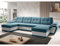 MODERNO Wohnlandschaft Sofa mit Schlaffunktion ENZO U - Sofa U-Form mit Bettkasten - Modern Ecksofa Schlafcouch - Steppsofa Zweifarbig - Türkis-Weiß