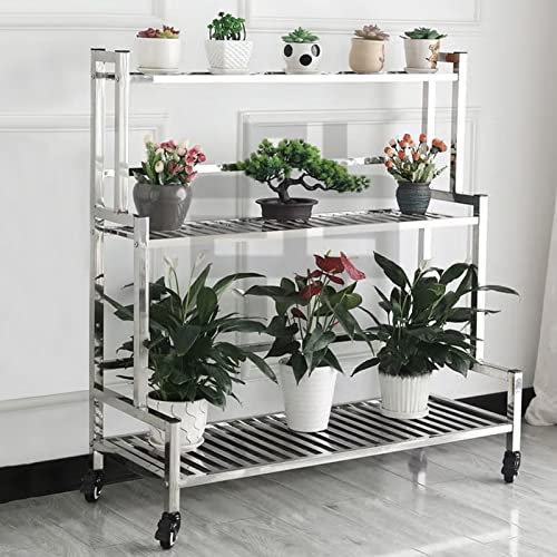 DMCHENGMA Blumentopfständer Regal Pflanzenregal 3 Ebenen Metall Edelstahl Leiter Blumenregal für Indoor Outdoor Home Patio Garten Balkon Blumentöpfe Organizer Halter (Size : 100x40x106cm)