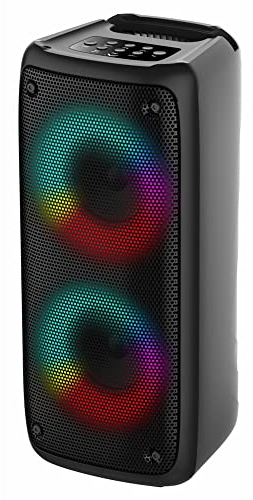 Majestic FIRE 2 – Speaker bluetooth, 3 effetti luci LED, ingressi USB/microSD/AUX-IN/MIC, Batteria ricaricabile, funzione TWS, Impugnatura per il trasporto