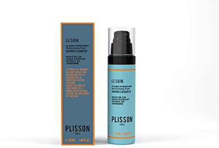 Plisson - Fluide Hydratant Visage - Tous Types de Peaux - 98% d’Ingrédients d’Origine Naturelle, Extrait de Joubarbe, Huile de Lin et Huile d’Avocat - Fabrication Française - 50 ml