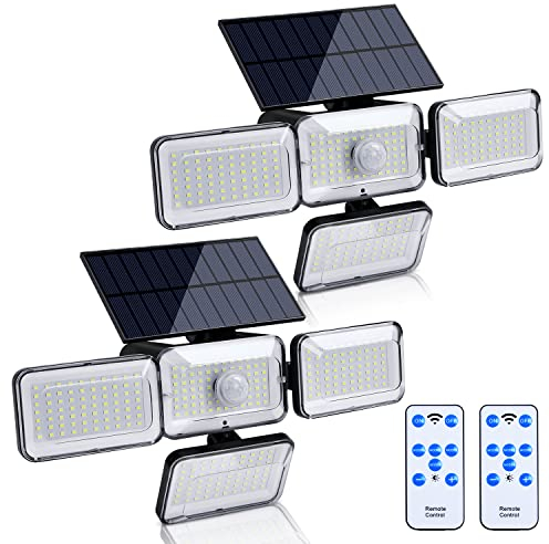 TechKen Solarlampen für Außen,Solar Hängelampe Pendelleuchte mit Fernbedienung Bewegungsmelder 4 Modi 2 * 1800MAH Superhell Solarleuchte 288 LED Solar Lampe Wandleuchte für Garage Garten Yard
