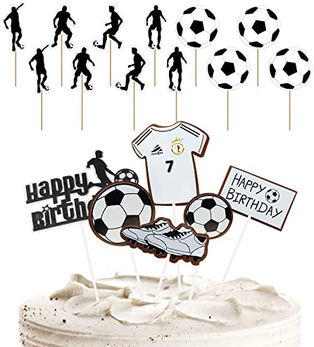 Lot de 23 Drapeaux de Football - Décoration de Fête d'Anniversaire - Inserts de Dessert en Papier pour Fête de Football