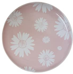 Ceylon Studio Pink Daisy – traditionelles rosa & weißes Muster, Premium-Qualität, handbemalter Keramik-Teller, 26,5 cm