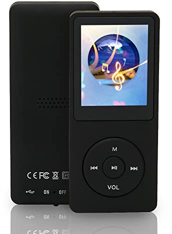 Reproductor de MP3, Pantalla de 1,8 Pulgadas, Memoria de 8 GB, Reproductor de MP4 Ampliable de 64 GB, 30 Horas de Reproducción, Reproductor de Música MP3, Compatible con Radio FM, (Negro)