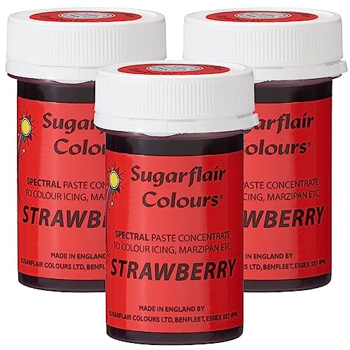 Sugarflair Spectral Strawberry Food Colouring Paste, Highly Concentrated for Use with Sugar Pastes, Buttercream, Royal Icing or Cake Mix, Vibrant Colour Dye - 25g (Pack of 3)