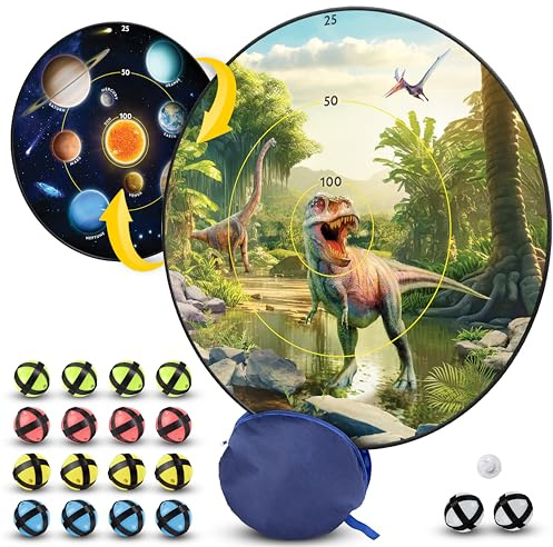 NATIONAL Geographic Dartboard für Kinder – Dartspiel-Set mit leichtem, 71 cm großem, beidseitigem Dartboard und Haftbällen in 4 Farben, Indoor-Spiele für Kinder, Kinder-Dartspiel, Kinder-Dartboard
