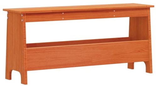 vidaXL Flurbank, Sitzbank mit 1 untere Ablage, Schuhbank Bank für Flur Wohnzimmer, Esszimmerbank Holzbank Eingangsbank, Wachsbraun Massivholz Kiefer