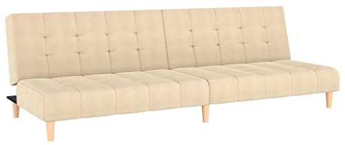 vidaXL Schlafsofa 2-Sitzer Creme Stoff