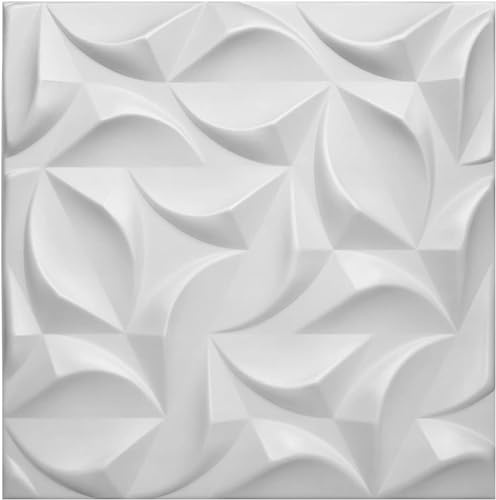 Deccart - 3D Wandpaneele 50x50 cm - Paneele Wand Wall Panels Deko Wandverkleidung Innen Panel Deckenverkleidung Decke Deckenpaneele Platten Styropor EPS-Polystyrol River 8 m², 32 Stück,weiß