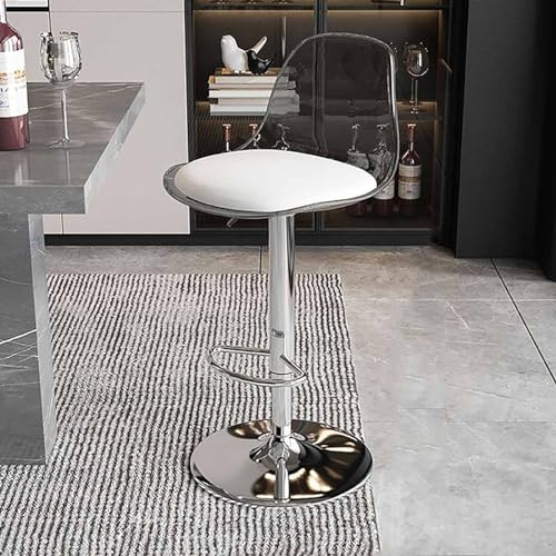 Leomix Drehbare Barhocker aus Acryl, höhenverstellbare Barhocker mit Rückenlehne, mit PU-Lederpolsterung, für Kücheninseltheke,A