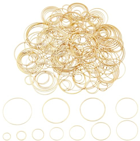 PH PandaHall 220 Stück Messing Schmuckverbindungsringe 11 Größen Vergoldete Biegeringe Mit 8 30 mm Ohrring Kreis Ring Charm Für Ohrringe Armbänder Schlüsselanhänger