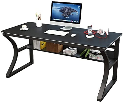LAMEDOAT Computertisch, Arbeitstisch für das Heimbüro, moderner, einfacher Stil, Laptop-Schreibtisch, Arbeitstisch, Lesetisch mit Ablagefächern (31 Zoll, schwarz)