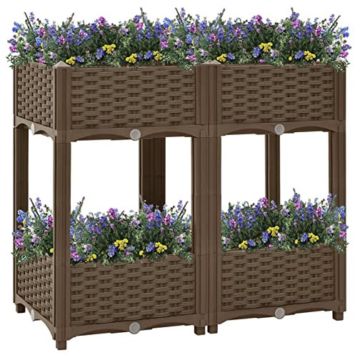 LAPOOH Hochbeet, Palettenrahmen, Hochteich, Gemüsebeet, Kräuterregal Balkon, Blumenbeet, Kräuterspirale, Pflanzhochbeet, Tomatenbeet, 80x40x71 cm Polypropylen