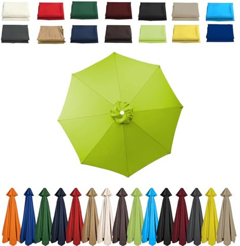 2 m, 2,3 m, 2,5 m, 2,7 m, 3,0 m - Housse de rechange pour parasol de terrasse, 6/8 baleines - Housse en tissu - Auvent de rechange pour parasol déporté, cour, jardin, vert, 3.0m-8 Streben