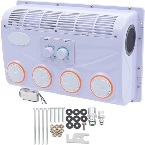 ylpddmm Évaporateur de Climatiseur AC pour Camping-Cars,Camping-Cars, unité de Montage D'évaporateur de Climatisation Automobile avec évents de Sortie, pour Voiture,Caravane,Camion,12V