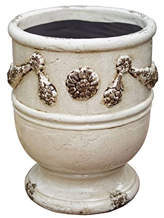 Vaso per Piante Fioriera Rotonda in Cemento, Vaso for Piante con Foro di Drenaggio, Fioriere Decorative Grandi Contenitori for Fioriere in Cemento for Piante da Interno ed Esterno Vasi per piante(Whit