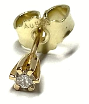 Single Ohrstecker 585/- Gold Gelbgold Brillant 0,04ct W/si Solitär