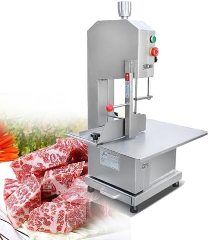 Bubinblau 1500W Electric Bone Saw Machine, Commercial Electric Meat Bandsaw with Saw Blades, Frozen Meat Cutting Band Cutter for Poultry Rib Pork Beef
