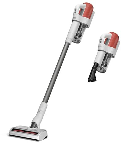 Miele Duoflex Aspirapolvere senza fili e senza sacchetto, multiuso, flessibile, con spazzola multifloor attaccabile, in bianco brillante/grigio spazio/rosso terra