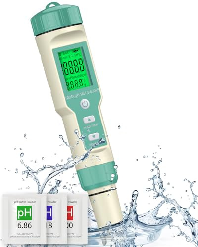 Pawfly pH Stift & ORP Messgerät, 7 in 1 pH ORP S.G Salinität TDS EC & Temperatur Messgerät, Digital Salinität Tester pH Messgerät für Schwimmbad Trinkwasser Aquarium Hot Tub Salzwasser & Spa