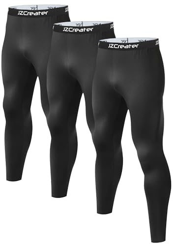 1 or 3 Pack Mens Long Johns Thermal Pants, Fleece Lined Lightweight Base Layer Bottoms, Compression Leggings Winter Gear