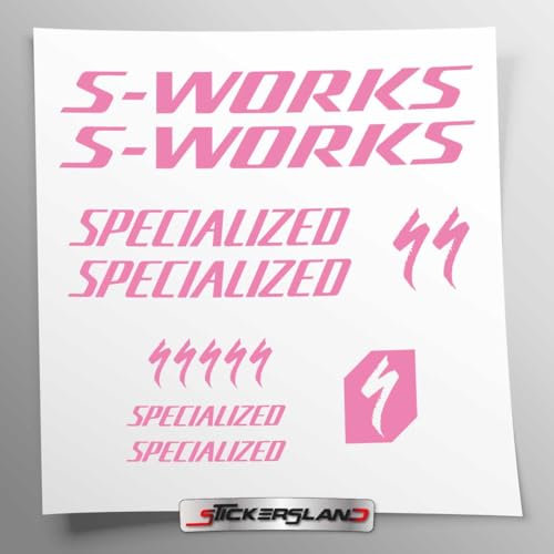 Aufkleber-Set kompatibel mit Rahmen MTB Mountainbike und Helm | Decals Aufkleber für Fahrrad Schriftzug Logos | Stickersland® – Swork (Pink Matt)