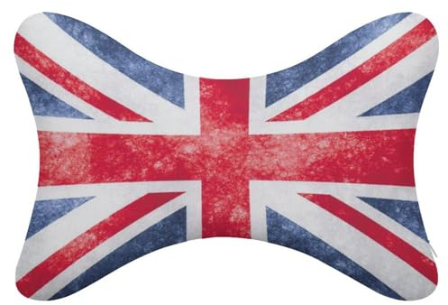 JZemdybill 2Pcs Car Seat Pillows, Vintage Union Jack British Flag Car Headrest Pillows, Car Neck Support Pillow for Driver Or Passenger