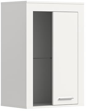 xonox.home Wohnzimmer Jam Vitrine Glasvitrine Dekoschrank Glas-Kommode Stauraumschrank Hängevitrine Standvitrine in weiß Melamin, ca.60x86x35 cm