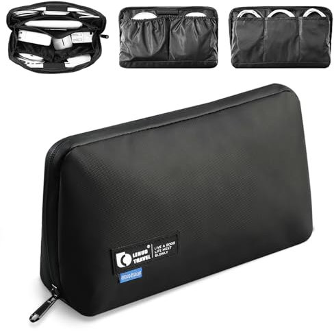 Elektronischer Organizer auf der rechten Seite, wasserdichte Reisezubehöraufbewahrung, technische Kabeltasche, Powerbank, Airpods, Alltagsgegenstände, Schwarz, Kann in einer Hand gehalten werden