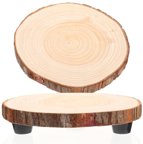 INOOMP 2pcs Round Wood Chip Base Flower Pot Base Plant Pot Holder for Indoor Outdoor Balcony Flower Planter Stand Garden Supplies Flowerpot Stand