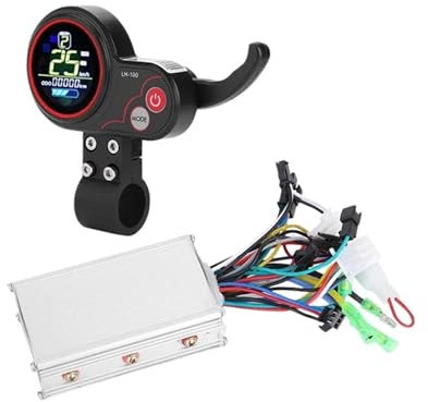 DEMULAX Elektrische Fahrradsteuerung 24V 36V 48V 60V 250W/350W Fahrrad-Roller-Controller LCD-Display Bürstenloses Panel mit Schaltschalter E-Bike Armaturenbrett für Elektroroller(24V)