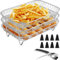 Vocdikficy Quadratischer Airfryer-Rack für Den Ofen, 3-Lagiger Stapelbarer Dörrrost, Airfryer-Korb Aus Edelstahl zum Backen in der Airfryer