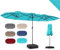 RELAX4LIFE Grand Parasol de Jardin Extérieur avec Pied, Parasol Double Terrasse avec Manivelle, Polyester Hydrofuge, Protection UV, 2 Sacs de Sable, Montage Facile, pour Marché Terrasse (Turquoise)
