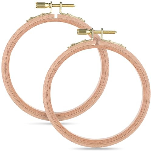 2 Pack Mini Stickrahmen Holz, Kreuzstich Ring, Embroidery Hoop 4 Zoll Holz Kreis Bambus Stickrahmen Runden Kreis Set für DIY Kunsthandwerk Handliches Nähen