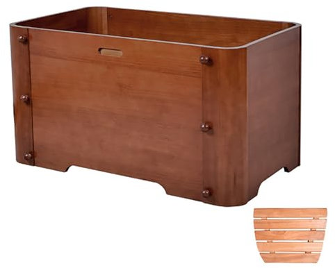 Tiefe ovale Holzbadewanne, abnehmbare Badewanne aus Massivholz for den Innenbereich, traditionelle tiefe Badewanne im japanischen Stil for Erwachsene, kompakte Badewanne for Wohnheim/Spa, abnehmbare B