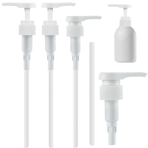 4 Stück Dosierpumpe 1L Sirup, Ersatz Sirup Pumpe, Pumpaufsatz für Flaschen, Wiederverwendbar Pumpaufsatz, Sirups Pumpspender, Dosierpumpe Pumpes für 1000 ml und 28/410 Gewindebehälter Flasche (Weiß)