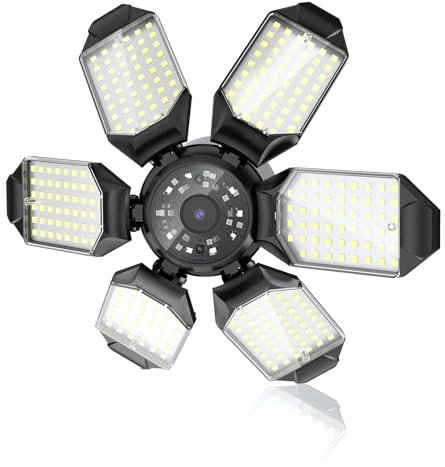 SWHC 3MP Überwachungskamera,Floodlight Kamera,Kamera 2.4GHz WiFi,mit APP Intelligente Lichtsteuerung,Vollfarbige Nachtsicht Intelligent Tracking 2-Wege-Audio,Passt E26/E27-Glühbirnenfassung