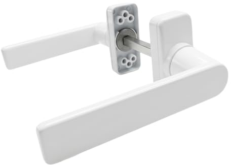 Sivenci - Juego de Manillas Para Puertas | Embellecedor Giratorio Oculta Tornillos | Set de Manetas | Mango Rectangular | Cuadradillo 8 mm | Color Blanco