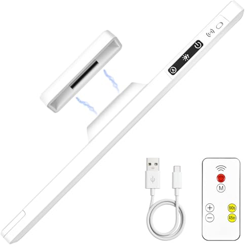 HOTUT Dimmable Under Cabinet Kitchen Lights, 5 Colors Adjustable Stick on Light Magnetic, Rechargeable Battery Display Lights with Timer Remote for Cabinet, Cupboard, Wardrobe, Mirror, Makeup