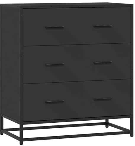 DELUKE Sideboard SOPI für Wohnzimmer Schwarz 68x35x76 cm und Metall | Kommode Flur Anrichte mit Schubalden
