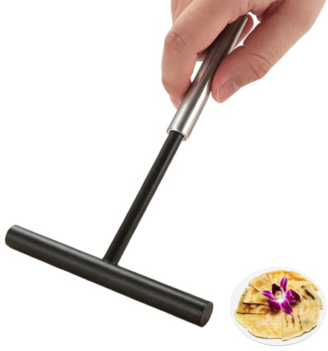 QIHAWN 12x20cm Stainless Steel Crepe Spreader, T-Shaped Pancake Batter Tool | Food grade stainless steel crepe spreader, T-shaped ergonomic grip, even batter spread, for home bakery & restaurant use