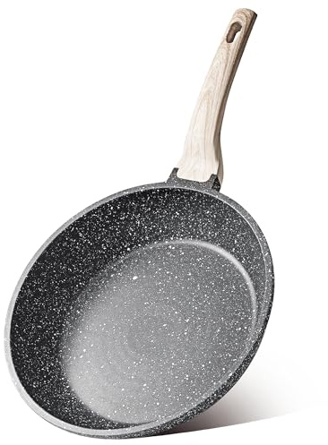 CAROTE 20cm Non-Stick Frying Pan PFOS & PFOA Free Black | Marble-Effect Coating,Heat-Resistant Handle, Suitable For All Hob, Induction, Electric and Gas Hob,