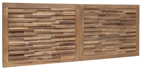 vidaXL Kopfteil Natur Massivholz Teak, Rustikaler Wandkopfteil im Landhausstil, Teakholz, rechteckig, stylisches Schlafzimmermöbel, platzsparendes Deko-Element
