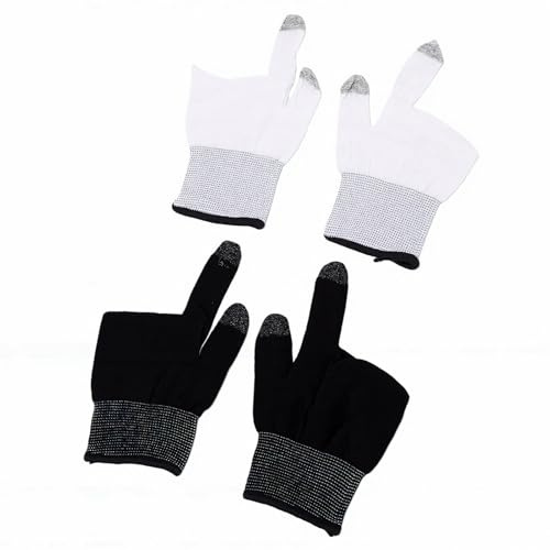 MENDUNER Mobile Gaming Finger Sleeves High Sensitive | Seamless Touchscreen Gloves for PUBG Players 2 Pairs Black White (Black White)