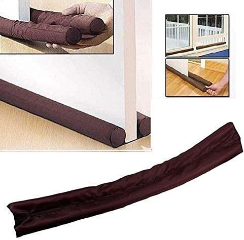 2 Pack Double Sided Draft Excluder Draught Insulator Strip Foam Seal Fits Under Door Draft Stopper for Doors & Windows 90cm Long