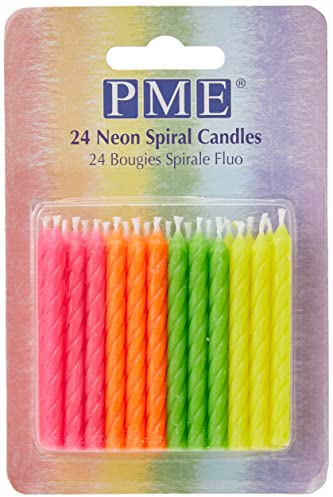 PME CA035 Candeline Spirle per Torte, Cera, Multicolore, 0.5 x 0.5 x 5.9 cm, 24 unità